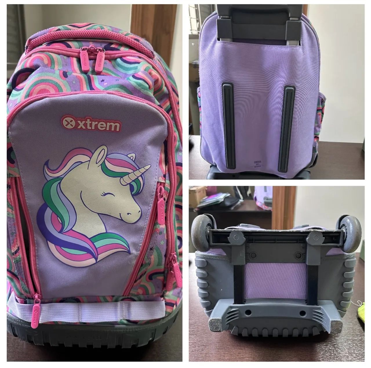 Mochila de rodinhas infantil unicórnio