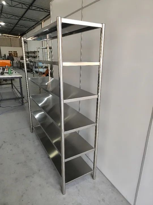 Estante de Aço Inox com 4 Prateleiras - Design Moderno