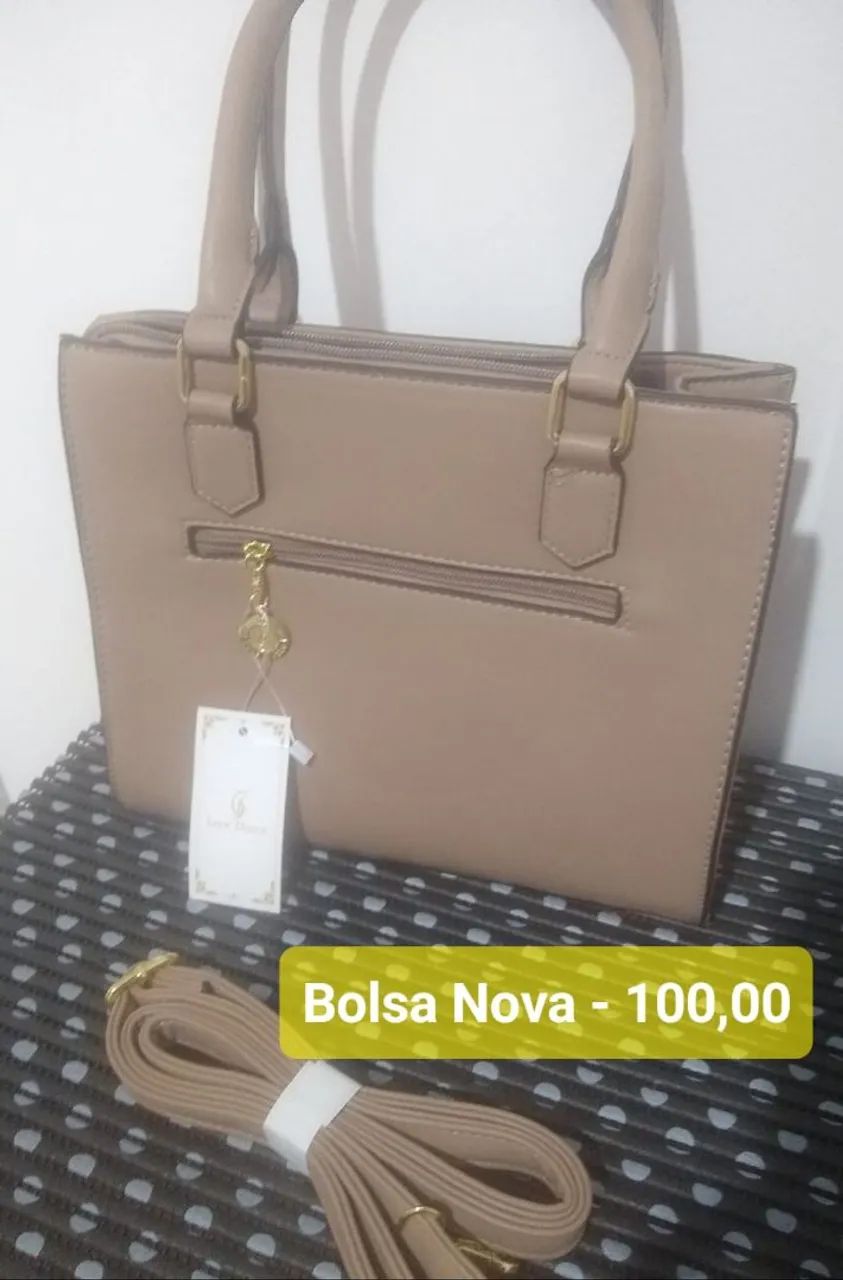 Bolsa Feminina Bege de Ombro - Foto 2