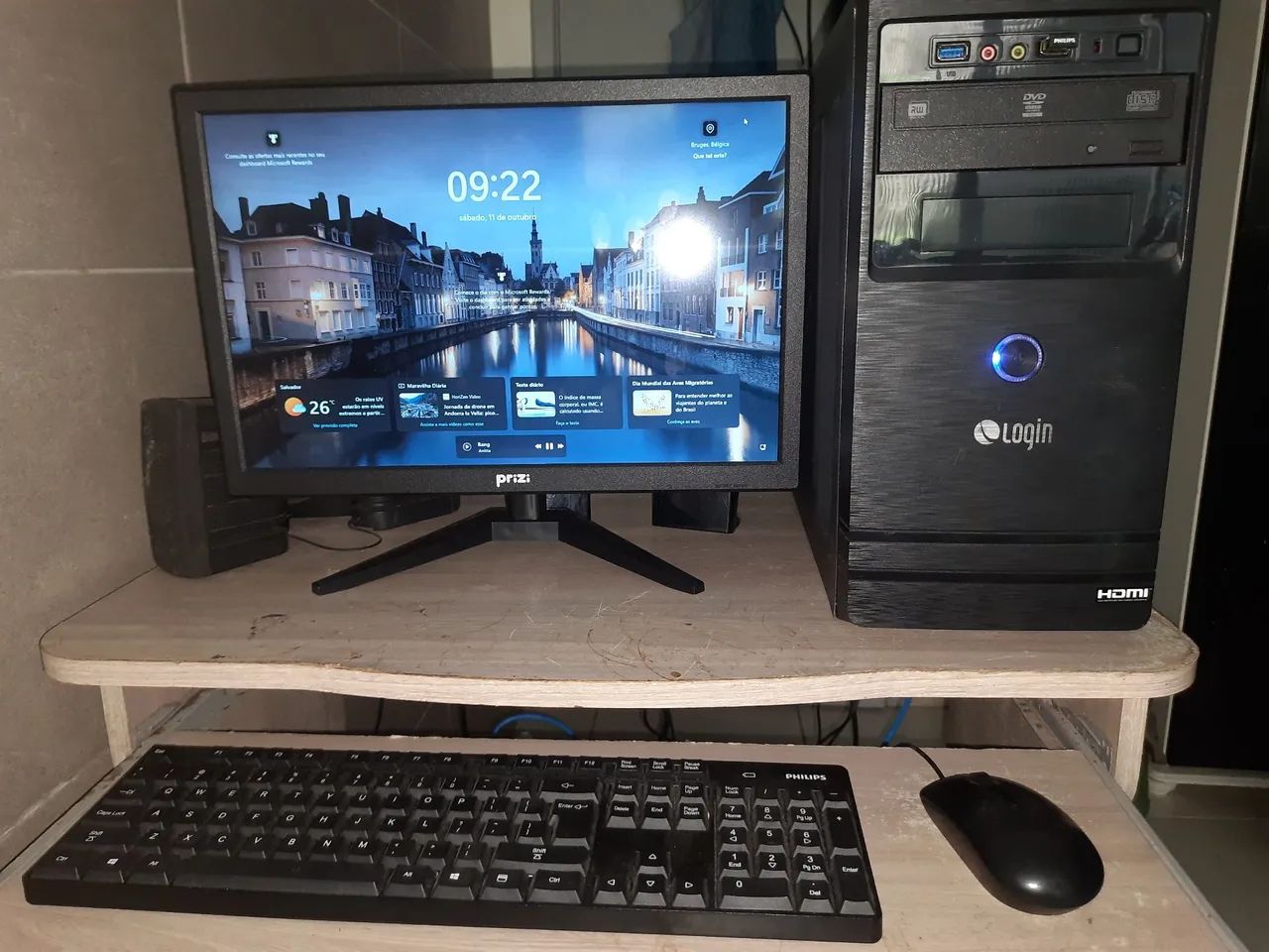 PC completo. Formatado. CPU, monitor, Teclado e mouse.