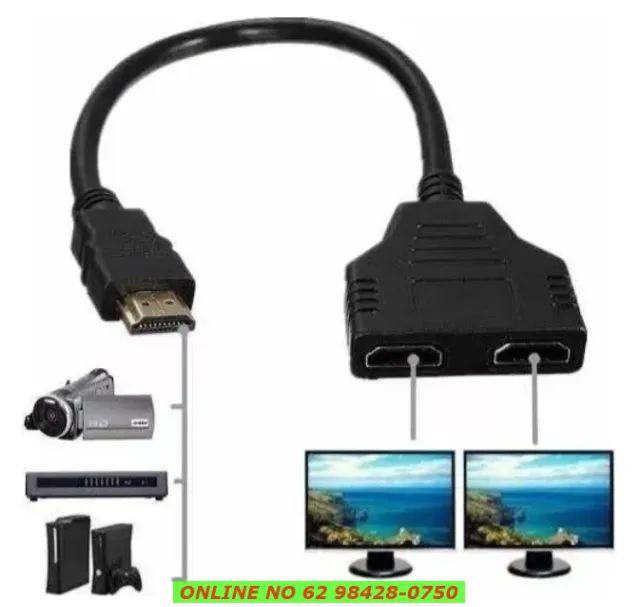 Cabo Hdmi Divisor Splitter Duplicador Y Macho Para Fêmea