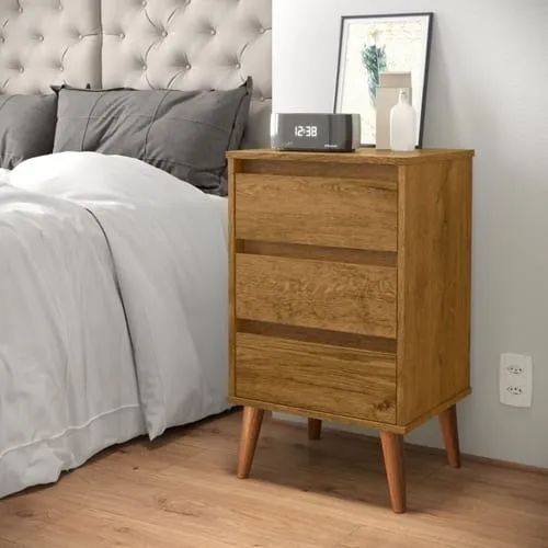 Mesa de Cabeceira Retrô Wood-Entrega Rápida.