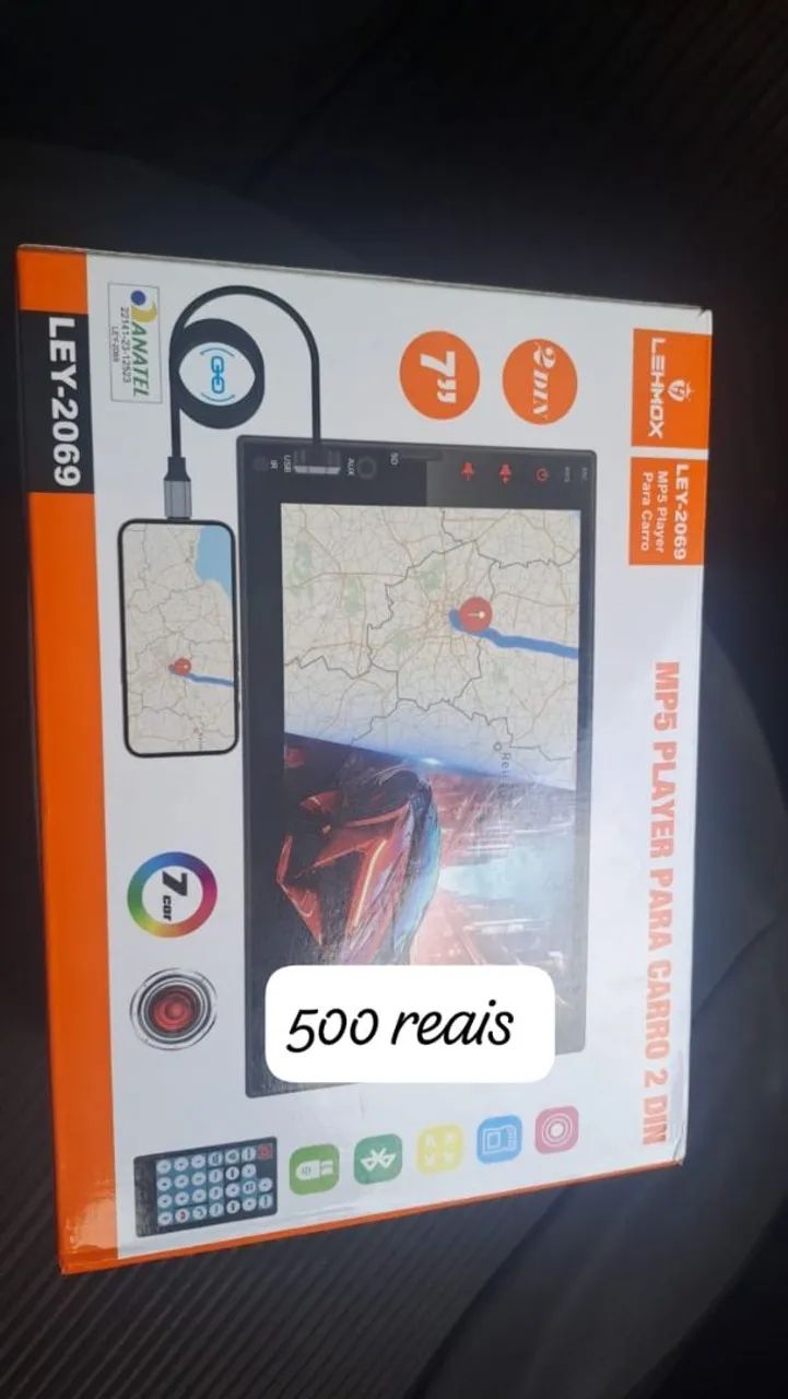 Som automotivo 2 DIN 7 polegadas com tela touchscreen