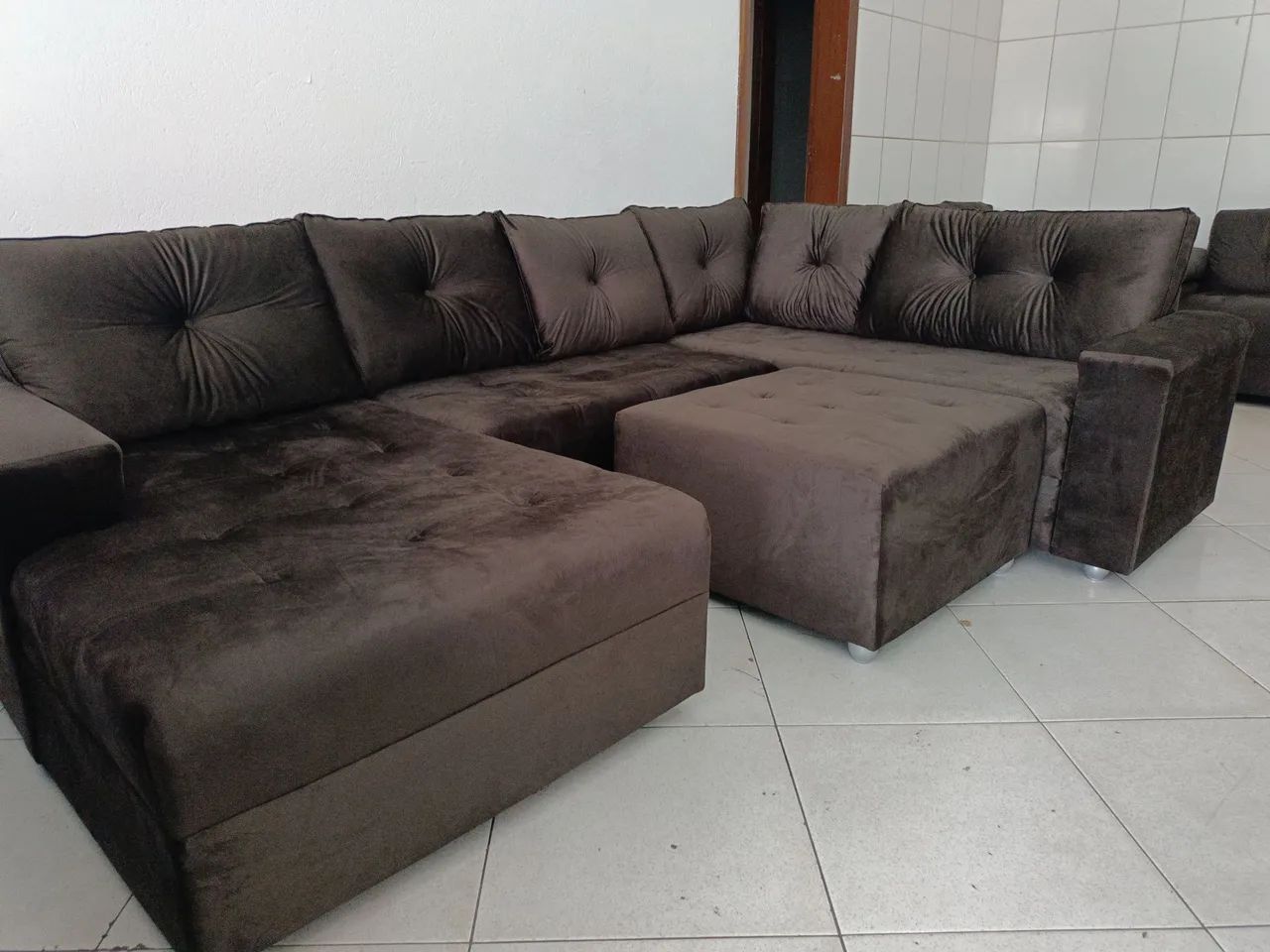 Sofá de Canto Marrom - Novo - Foto 5