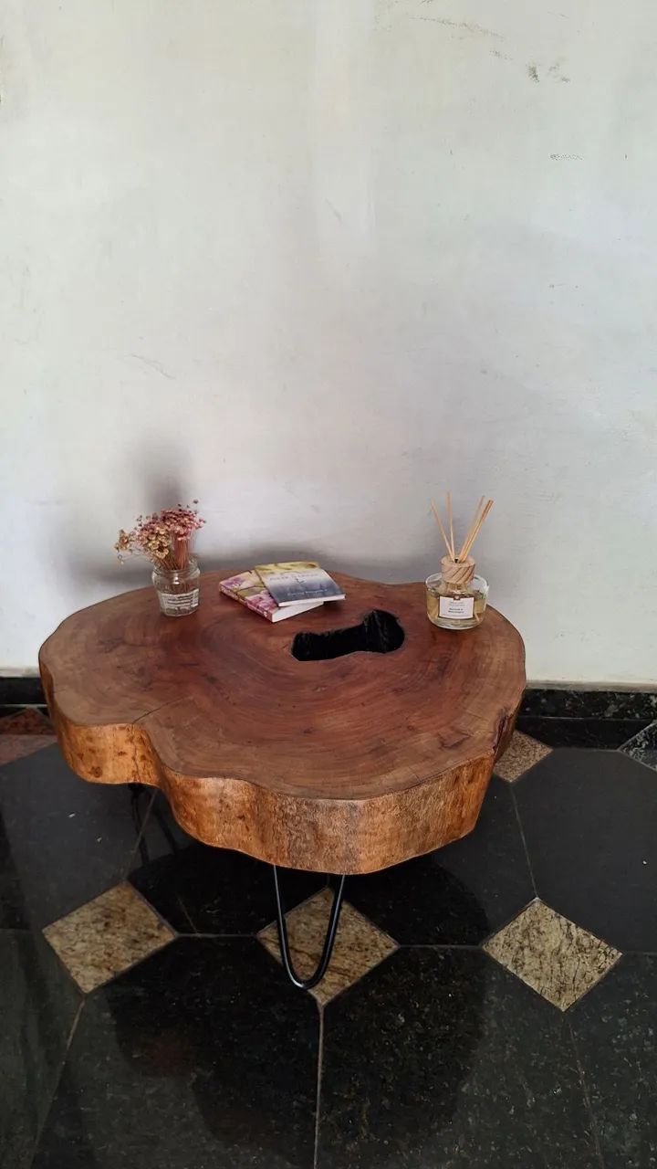 Mesa de centro de bolacha rústica 