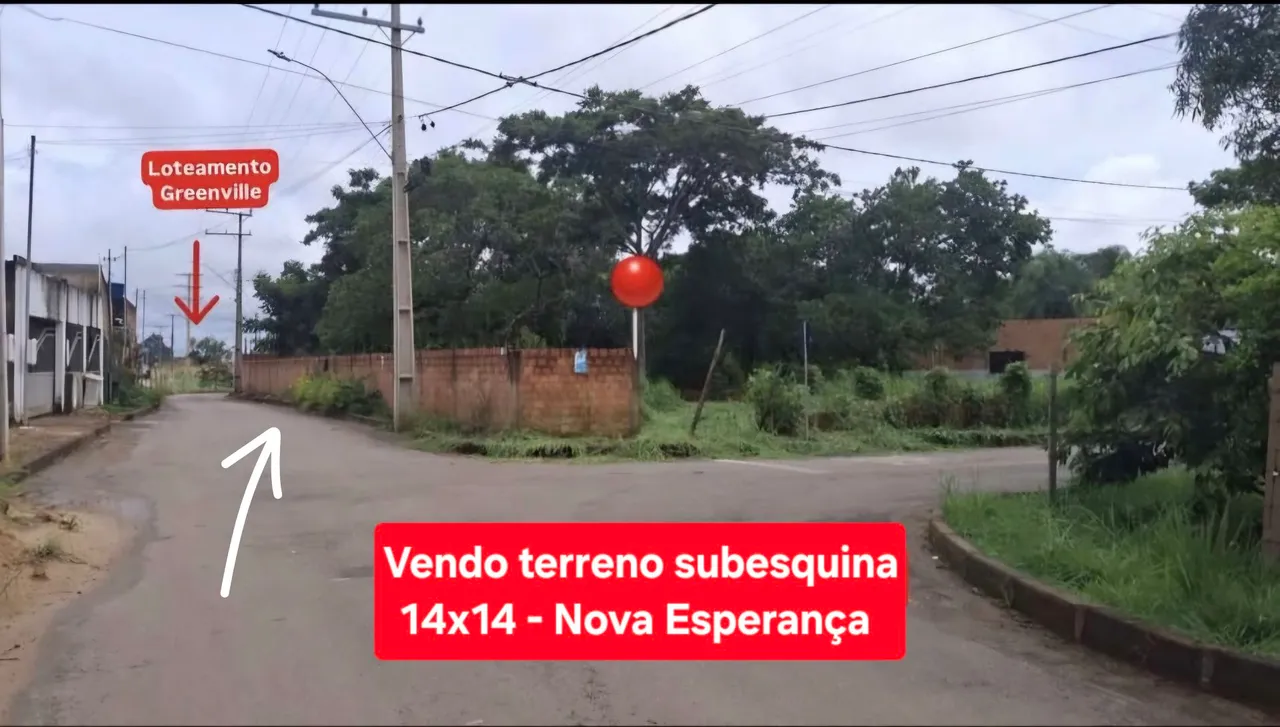 VENDO TERRENO 14X14 NOVA ESPERANÇA AO LADO DO GREENVILLE