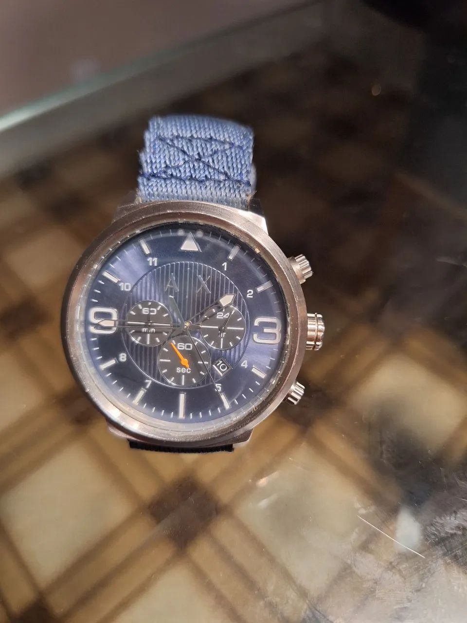  Relógio Armani Exchange Chronograph AX1373, pulseira nylon azul
