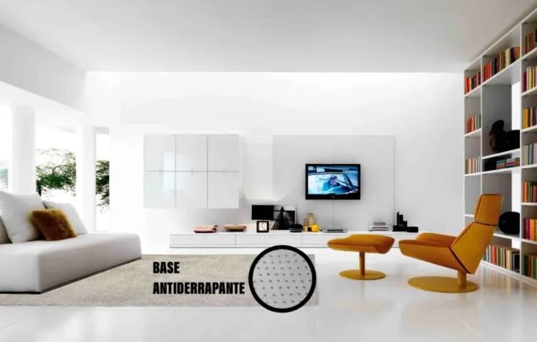 Tapete areia/bege claro macio e antiderrapante para sala ou quarto - Foto 2