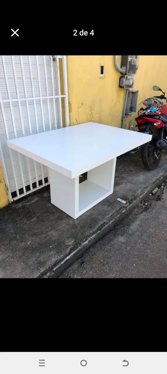 Mesa Quadrada Branca Moderna - Foto 2