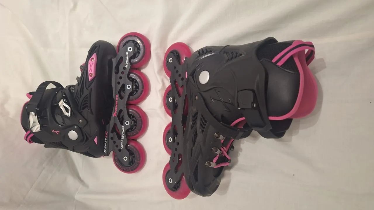 Patins In Line mais kit de proteção 34, novo - Foto 4