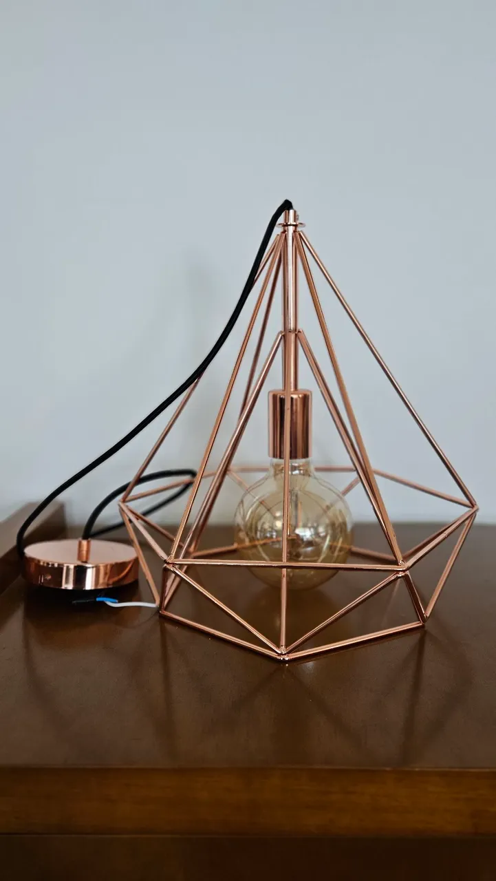 Luminária Pendente Geométrica Rose Gold