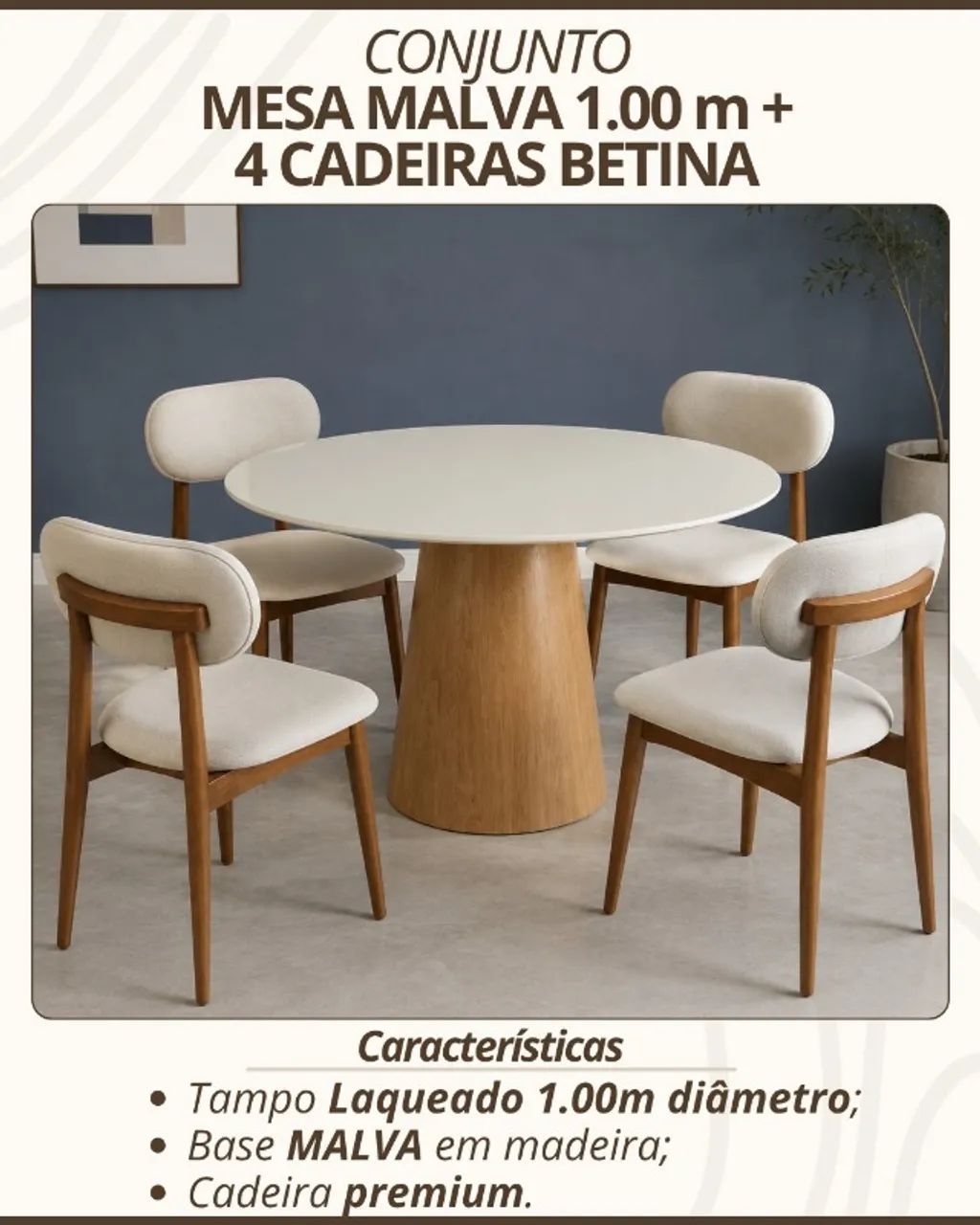 Mesa de Jantar redonda 1,20cm com 4 cqadeiras - Foto 2