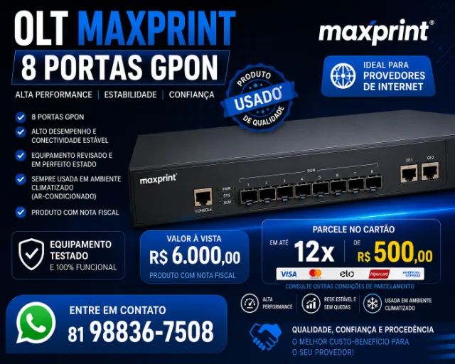 olt maxprint gpon 8 porta 