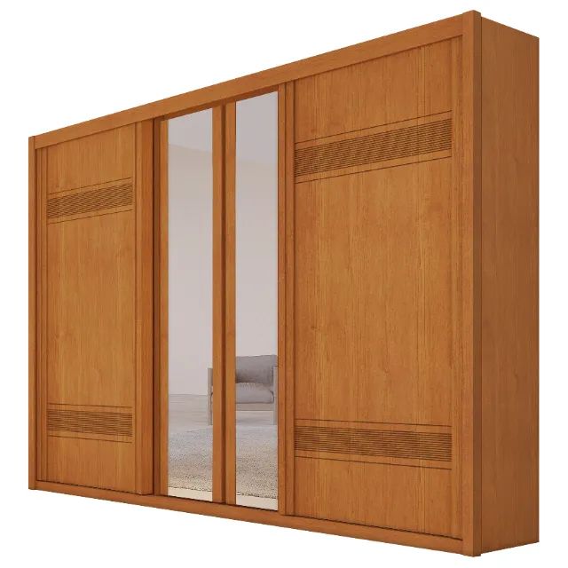 Guarda Roupa 100% MDF porta de correr e 2 de bater com espelho lançamento - Foto 2