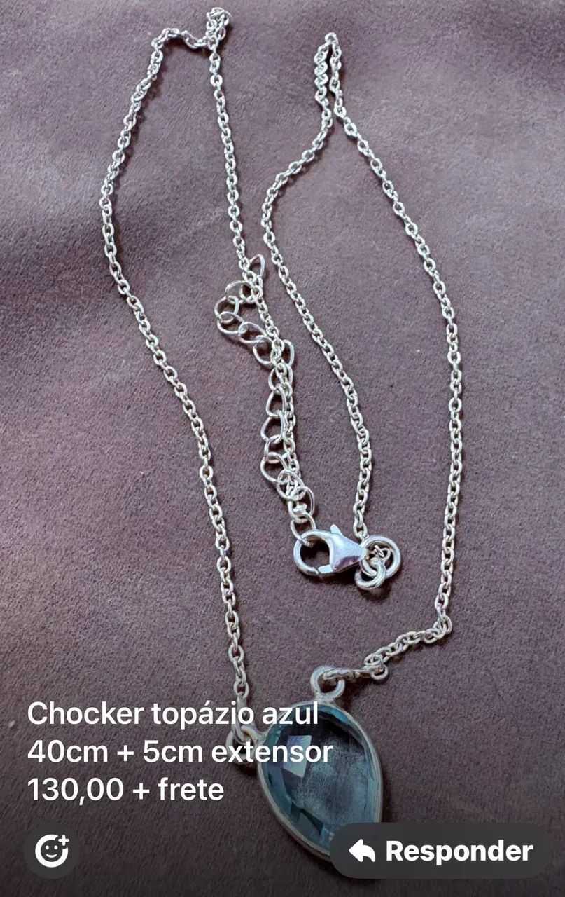 Colar em prata 925 com topázio azul