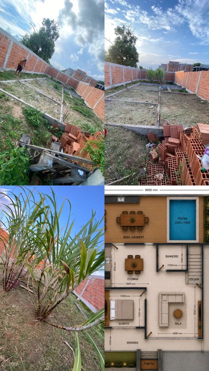 Terreno murado e com alicerce da casa já pronto