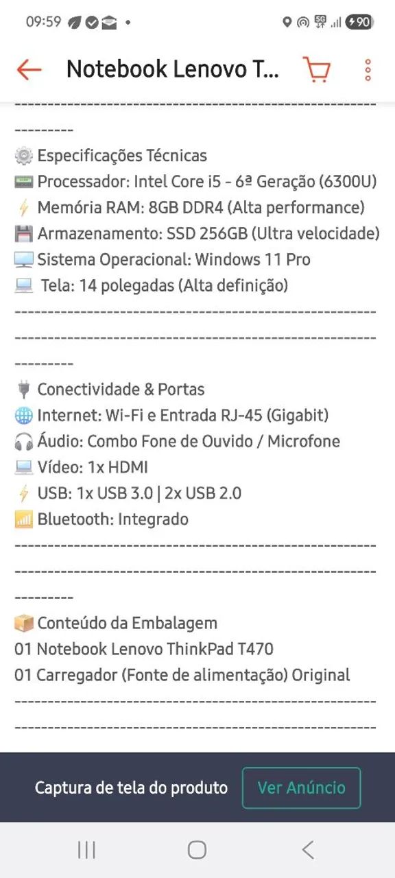 Notebook lenovo t470 - Foto 2