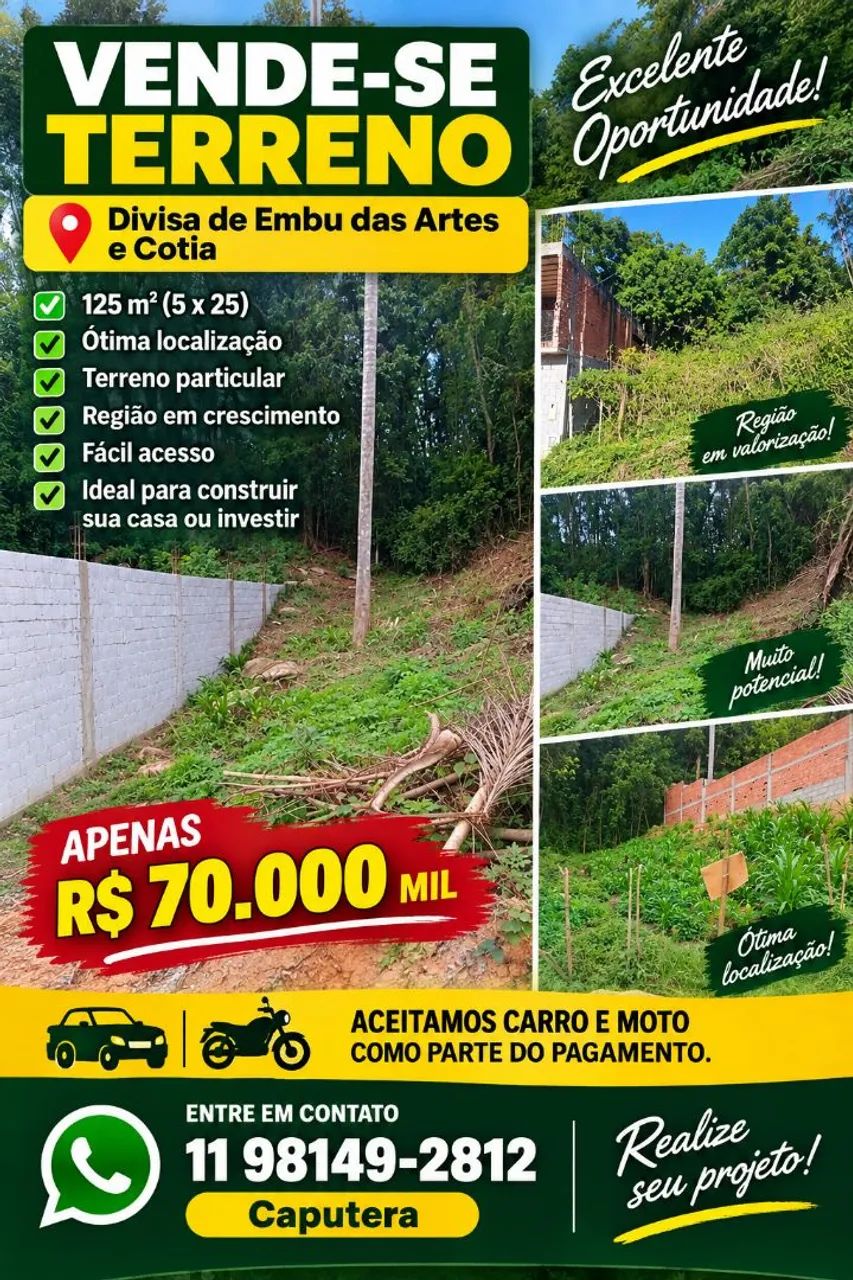 Terreno 125m a venda caputera 