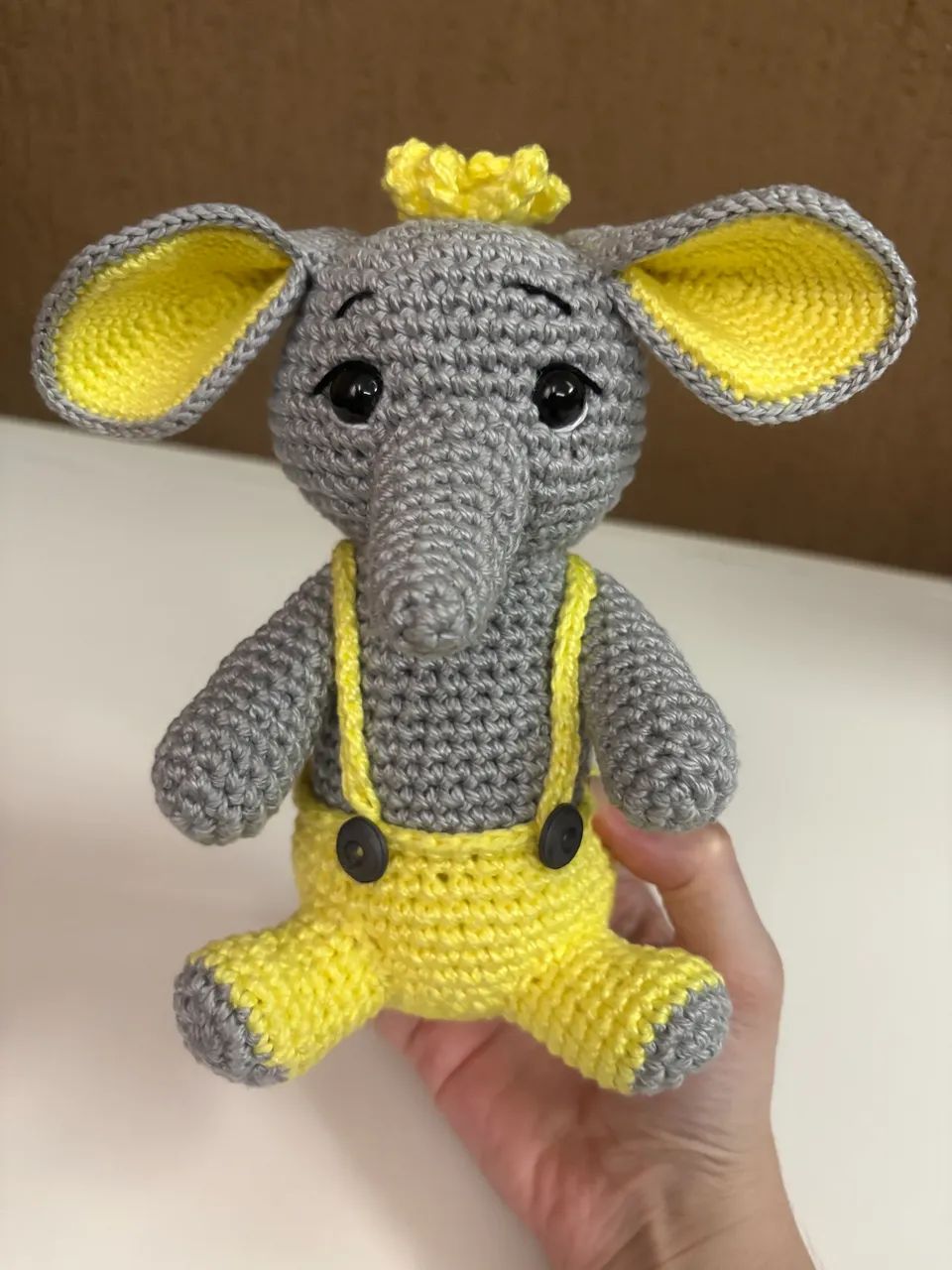 Elefante Amarelo em Crochê Amigurumi Bichinho de Pelúcia  - Foto 6