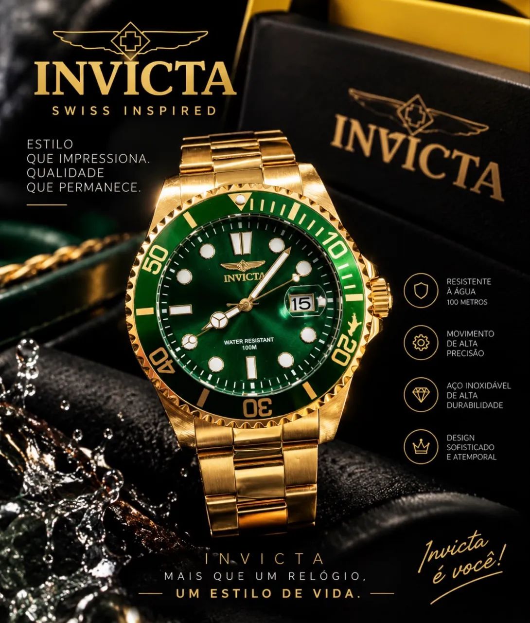 Relógio invicta dourado  - Foto 2