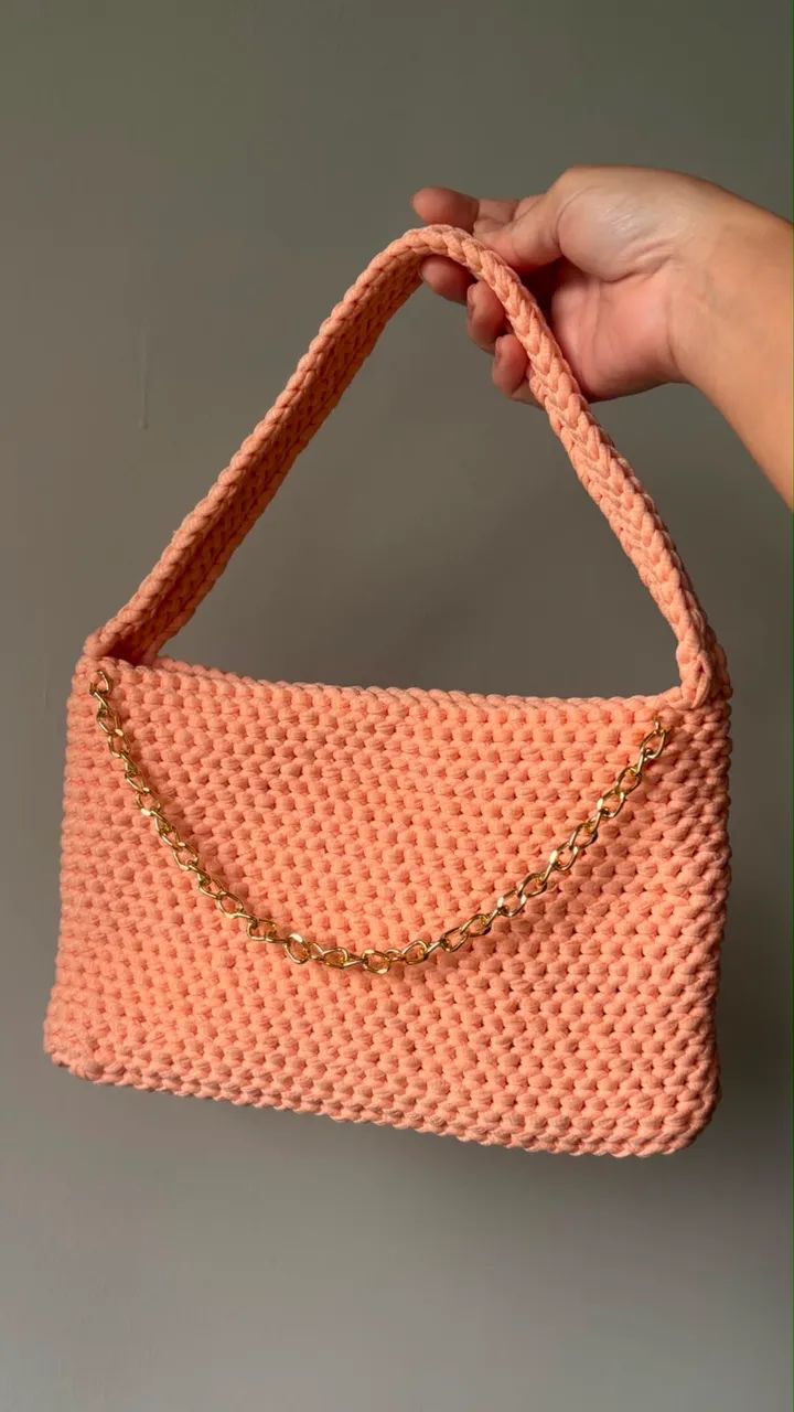 Bolsa crochê Salmão