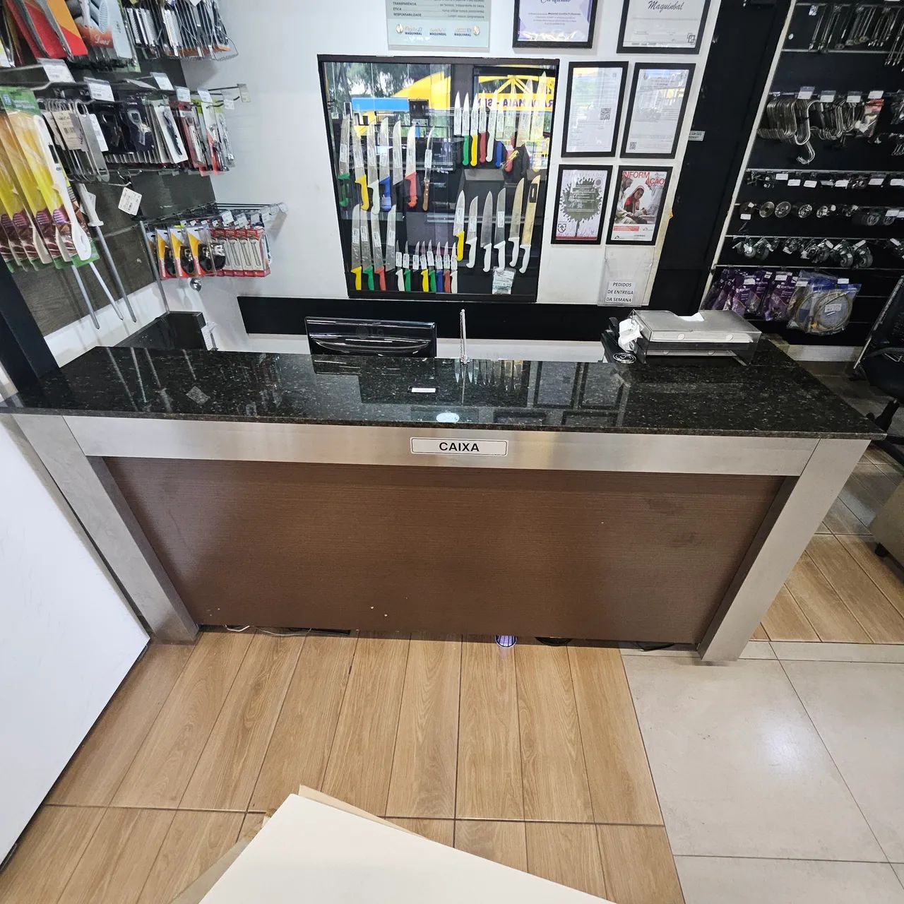 Balcão Caixa de aço inox, MDF e Granito 2 pessoas 220x80x110cm - Foto 3