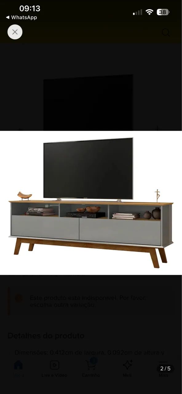 Rack Para Tv Até 65 Polegadas Elegant Cinamomo/titanium Móveis Bechara - Foto 3