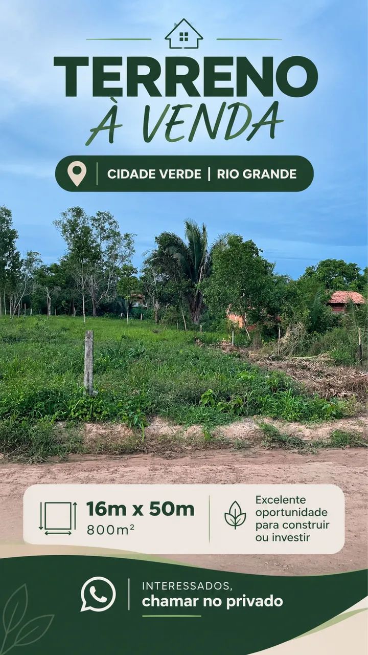 TERRENO À VENDA - CIDADE VERDE RIO GRANDE!