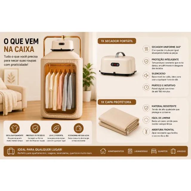 Secador Roupas Portátil Eletrico - Foto 2