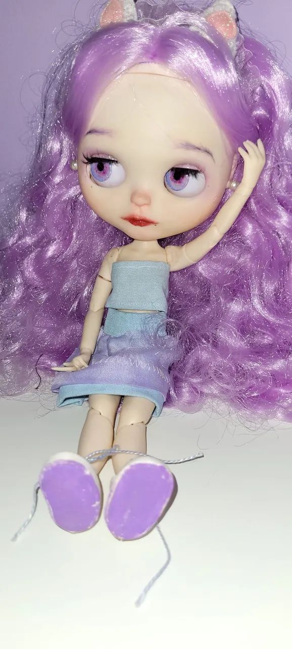 Boneca estilo Blythe Customizada - Cabelo Lilás - Foto 3