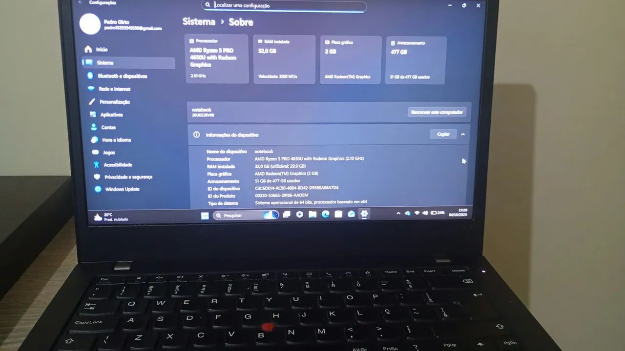 Notebook thinkpad Ryzen 5 Pro 4650U  - Foto 2