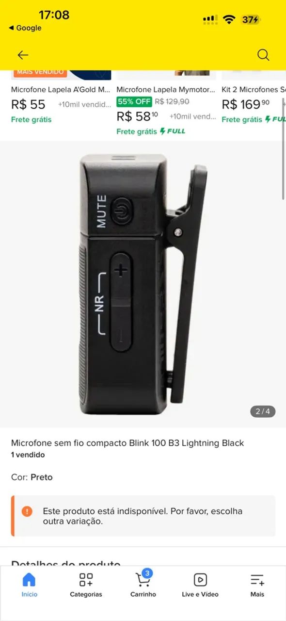Microfone sem fio compacto Blink 100 B3 Lightning Black - Foto 3