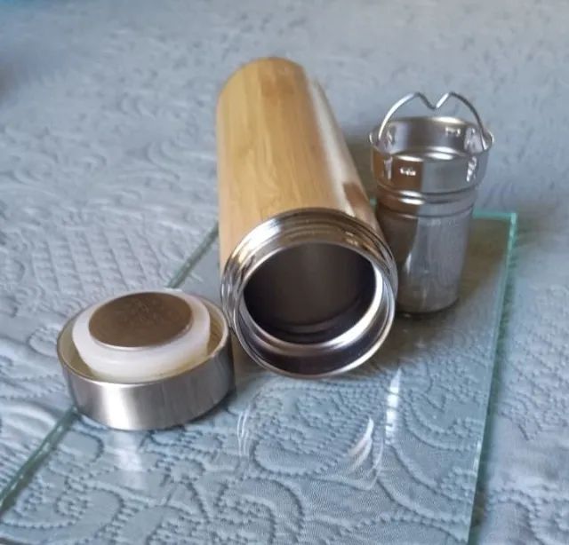 Garrafa Térmica Bhavana - inox e bambu (NOVA) - Foto 3