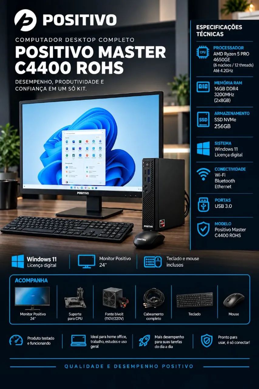 COMPUTADOR DESKTOP COMPLETO POSITIVO MASTER C4400 ROHS