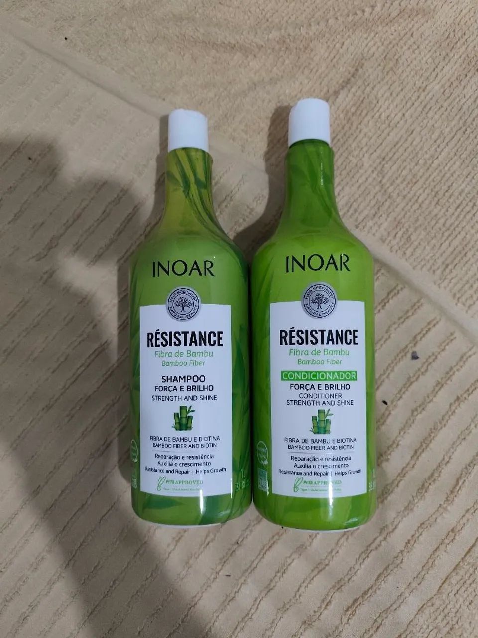Shampoo e condicionador Inoar para cabelos 1 litro bambu e biotina 