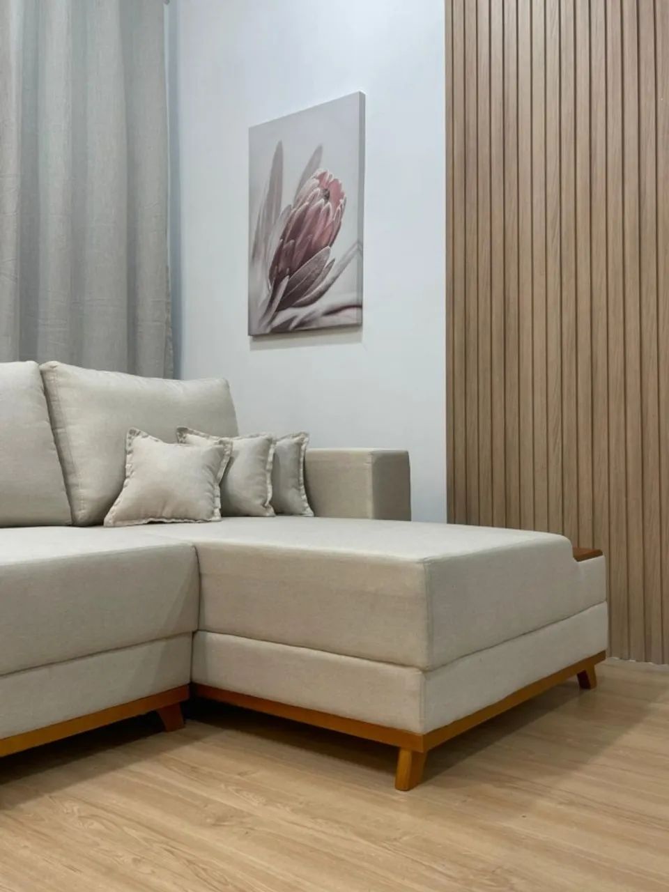 Sofá Chaise 2,50m Linho Bege | Alto Padrão - Foto 5
