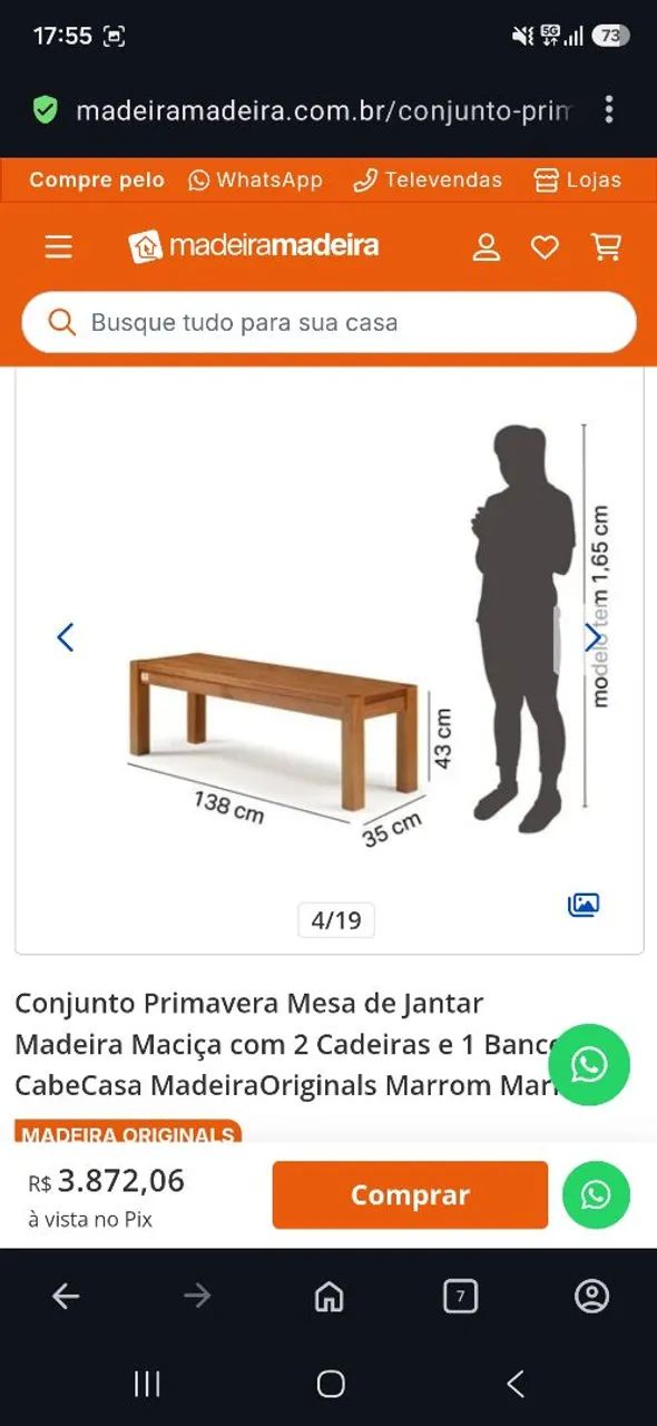 Mesa e Banco Madeira Maciça - Foto 4