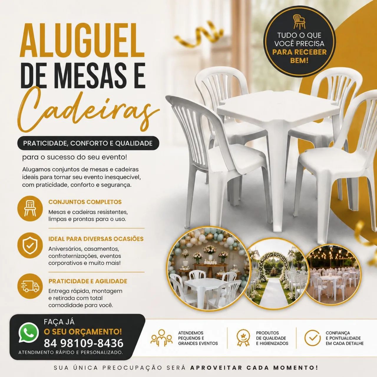 Locação de mesa e cadeiras?