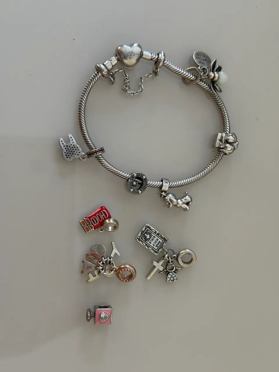 Pulseira Life Coração Em Prata 925