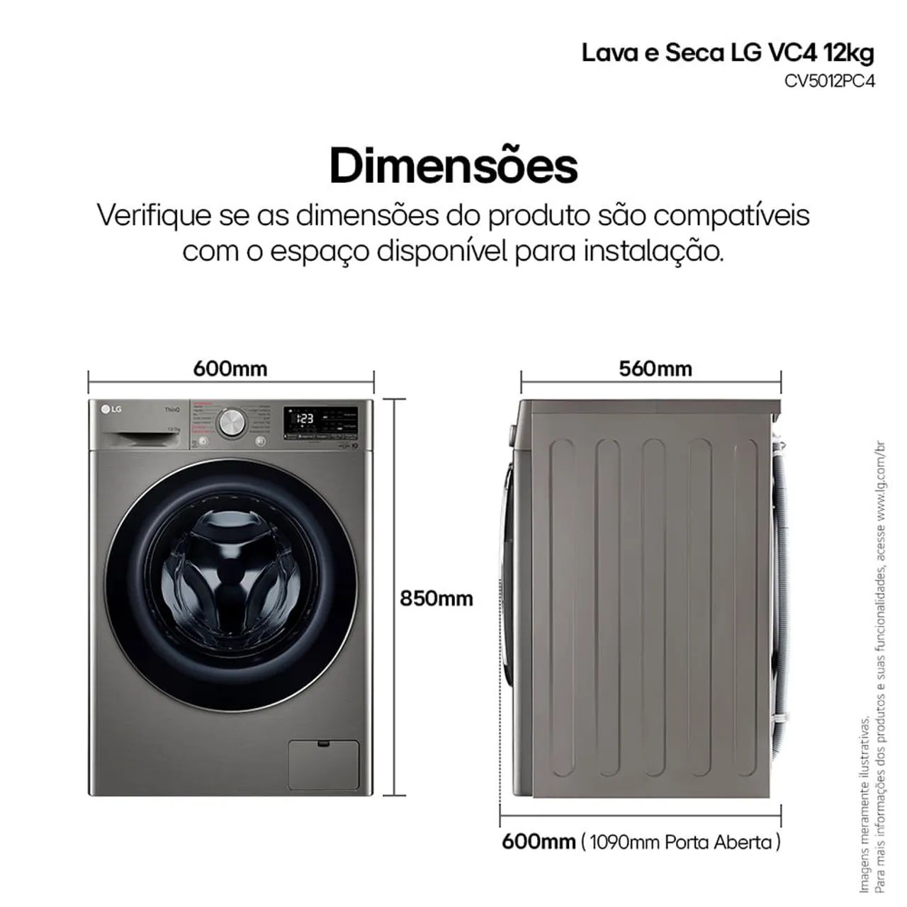 Lava e Seca Smart LG VC4 12kg Inox Look com AIDD? CV5012PC4A
