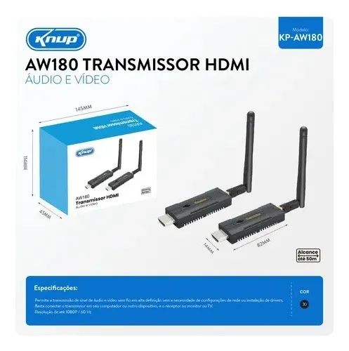 Transmissor Receptor Hdmi Sem Fio De Video Alcance de 50 Metros Knup - Foto 2