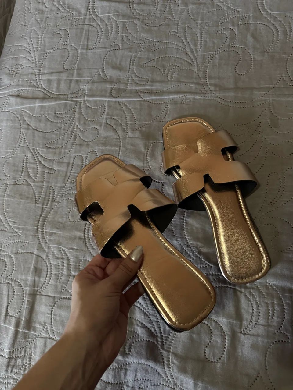Rasteirinha ?Hermes? rose gold - Foto 2