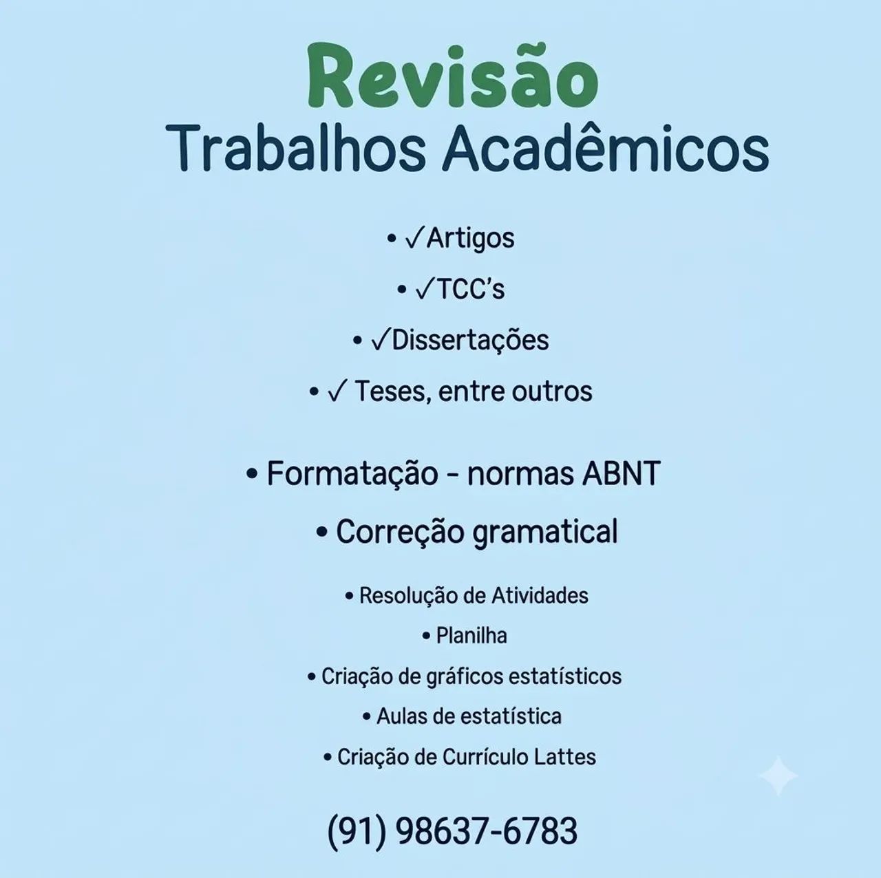 Correção e revisão de trabalhos Acadêmicos 