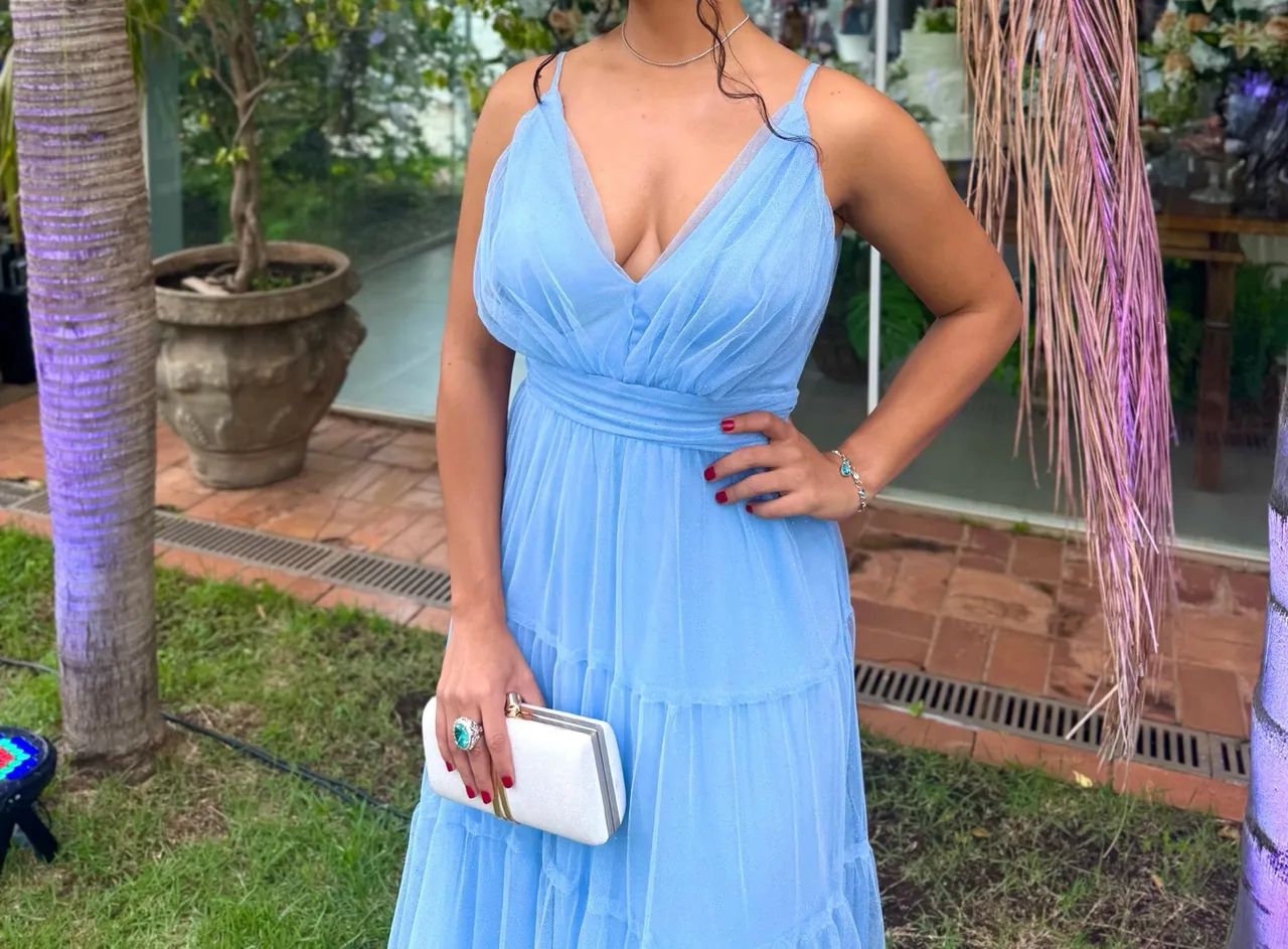 VESTIDO DE FESTA AZUL-BEBÊ ? LINDÍSSIMO - Foto 3