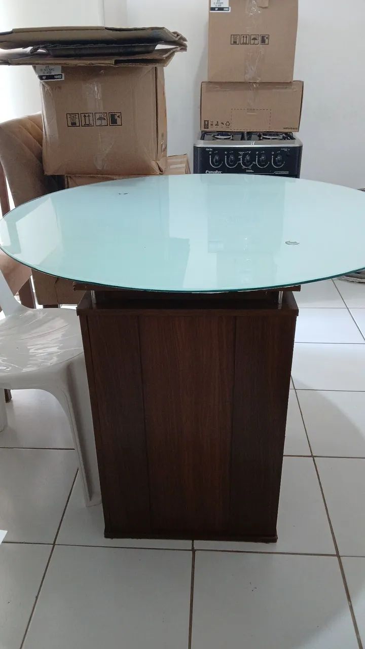 Mesa completa, base e tampão de vidro temperado. Com alvarias. - Foto 3
