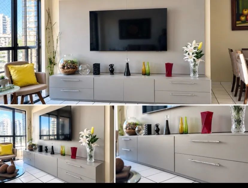 Hack com Painel para TV 2,50m - Cinza, Moderno e Sofisticado