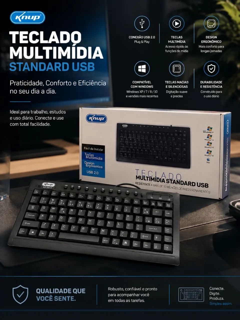 Mini Teclado Multimídia Standard USB 