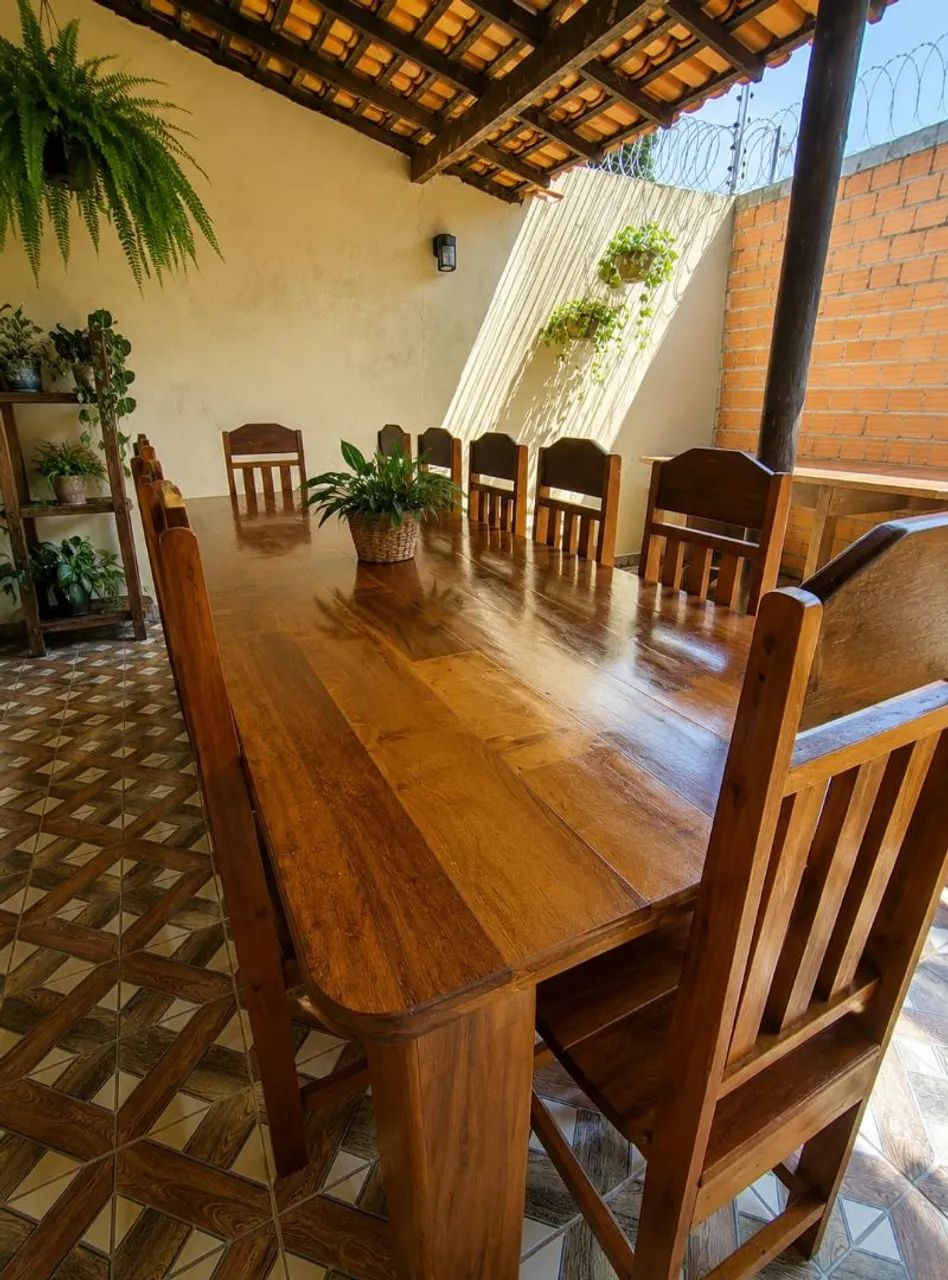 MESA MADEIRA DE LEI COM TAMPO LISO DE 12 CADEIRAS  - Foto 2