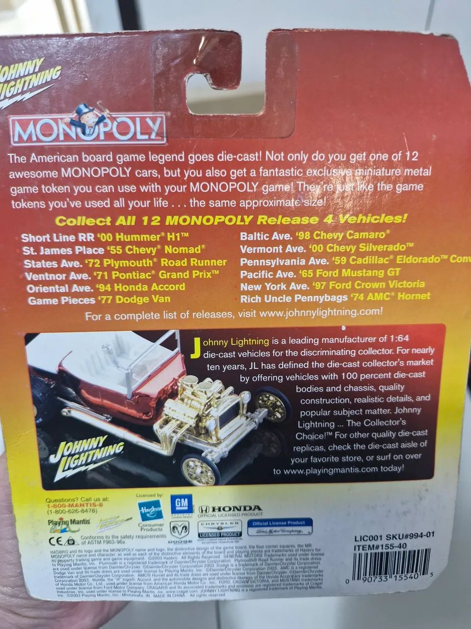 johnny lightning monopoly die cast collectible plus exclusive game