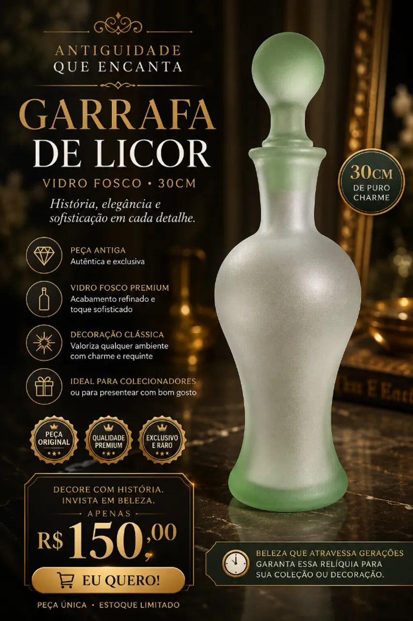 Antiga garrafa em vidro leitoso com tampa 